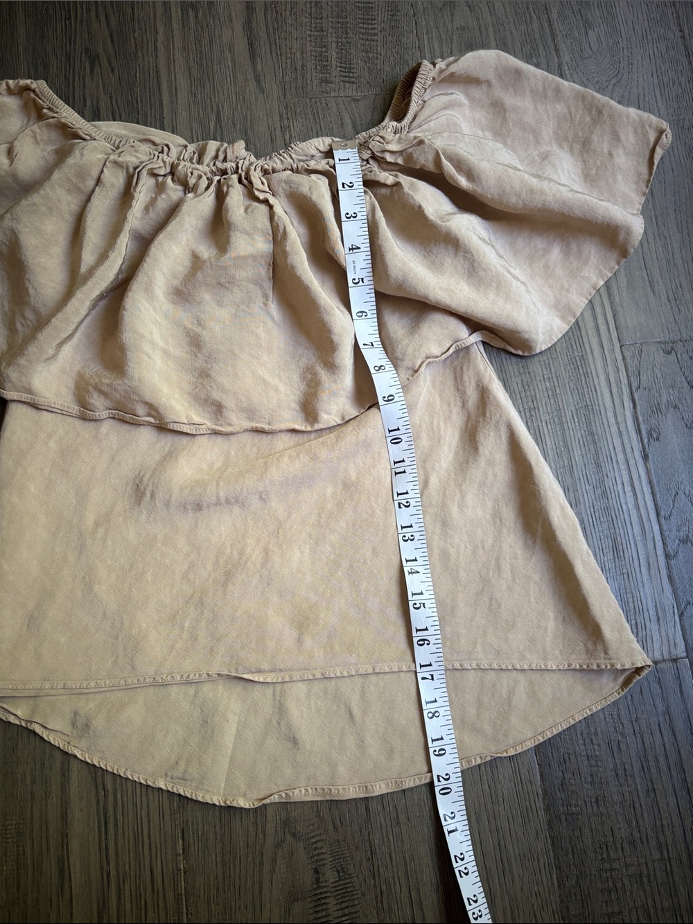 Zara | Off-Shoulder Ruffle Top Flowy Cream/Tan Size Small - Picture 5 of 7